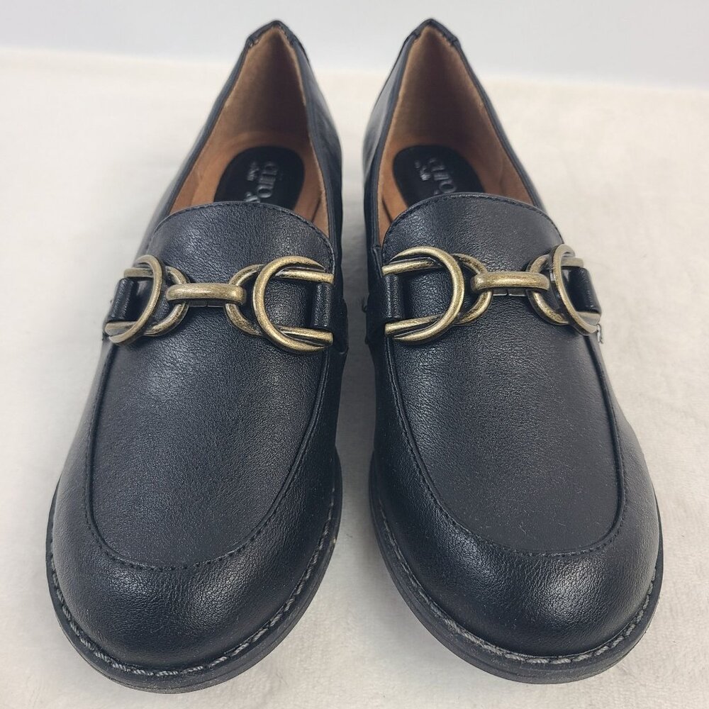 Eurosoft Nia Black Loafers With Brass Buckle Detail Womens Slip-On Shoes Size 6 - Picture 3 of 9